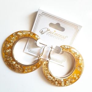 Princess Accessories Gold Stars Hoop Earrings